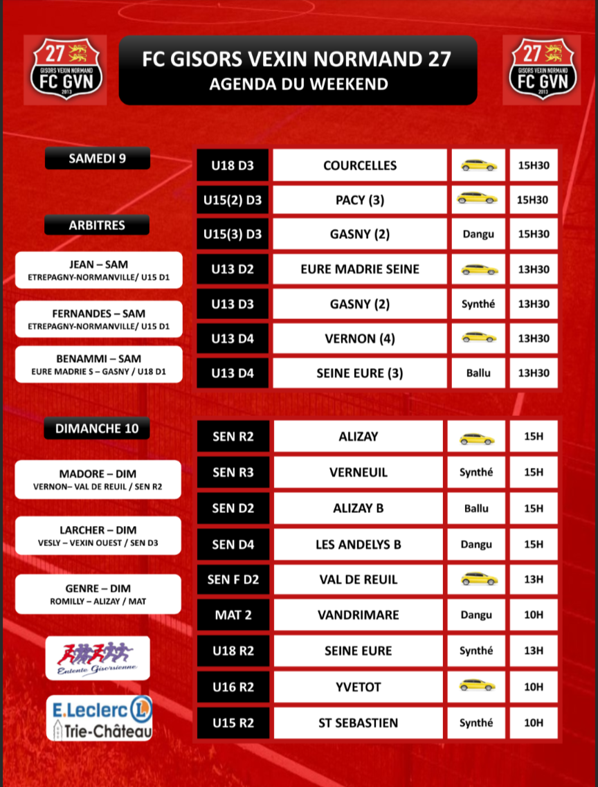 AGENDA DU WEEKEND
