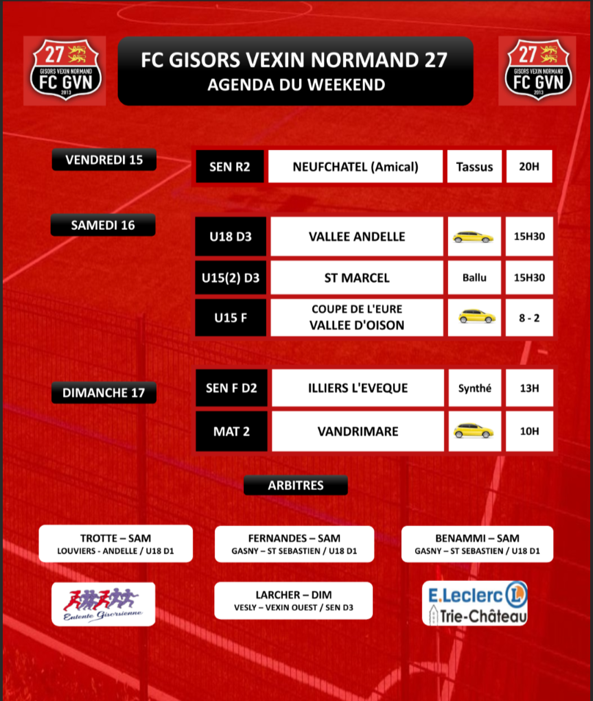 AGENDA DU WEEKEND
