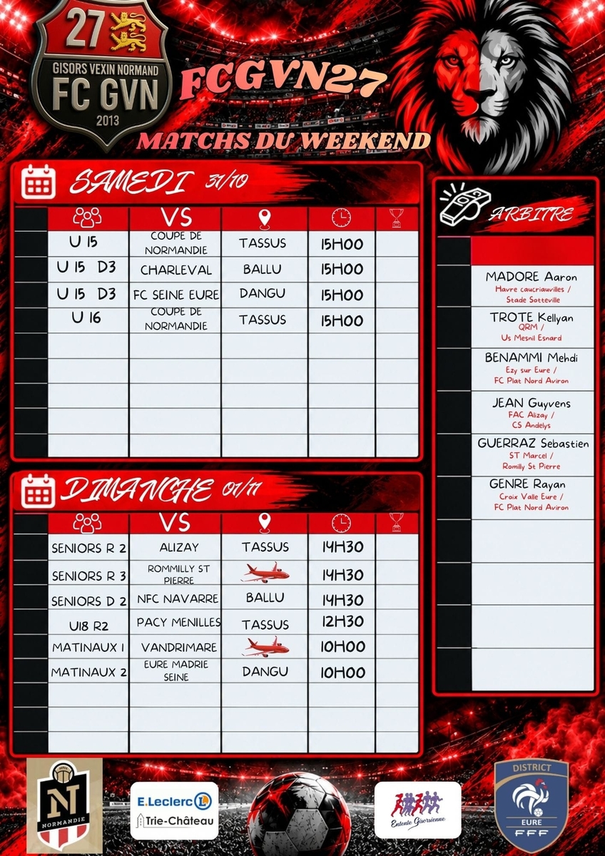 AGENDA DU WEEKEND 🔴⚫